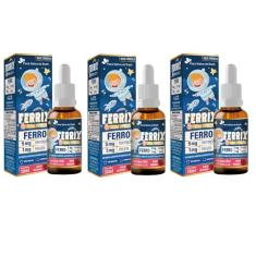 KIT 3X FERRIX (Ferro infantil) 30ml - Flora Nativa Sabor:Morango