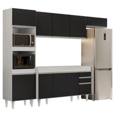 Armário de Cozinha Modulada 4 Peças CP10 Balcão Branco/Preto - Lumil
