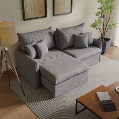 Sofá Cama Retrátil e Reclinável 220cm Colibri Cabecasa Madeiramadeira Veludo Prata