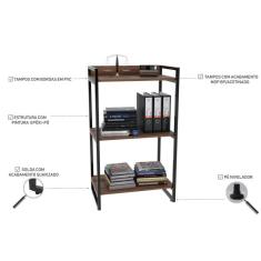 Estante Multiuso 104cmx60cm 3 Prateleiras Kuadra Compace Nogal