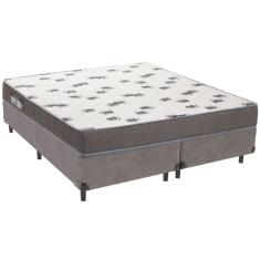 Cama Box Cinza E Colchão Light Espuma D33 Queen Ortobom