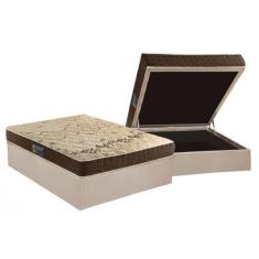 Cama Box Baú Casal: Colchão Espuma Anjos D28 Confort + Base CRC Suede 