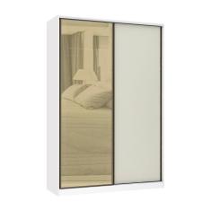 Guarda Roupa 2 Portas de Correr 3 Gavetas 159cm com Vidro Reflecta Bronze Prime Luciane Móveis