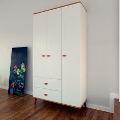 Guarda-Roupa Infantil Bartira Ternura com 3 Portas, 2 Gavetas - 106,8 cm de Largura