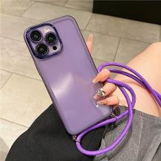 Armor Transparent Shockproof Crossbody Colar Cordão Transparente Estojo macio para iPhone 13 14 Pro Max 12 11 X XR 7 8 14Plus Capa, Roxo, para iphone 7Plus