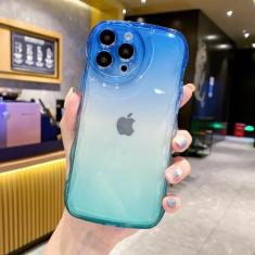 Luxo gradiente arco-íris colorido claro encaracolado ondulado caso para iphone 13 12 11 pro max x xr xs max 7 8 plus silicone macio, 1, para iphone xs max