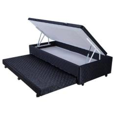 Cama Box Bau Solteiro King Com Auxiliar Semi Ortopedica Poliester (0.96X2.03)