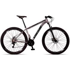 Bicicleta Aro 29 Spaceline Star 21 Marchas, Quadro de Alumínio e Freio a Disco - Prata/Preto-Unissex
