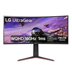 Monitor Gamer LG UltraGear Curvo 34” WQHD UltraWide 3440x1440 160Hz 1ms (MBR) HDR10 AMD FreeSync HDMI 34GP63A-B - 34GP63A-B
