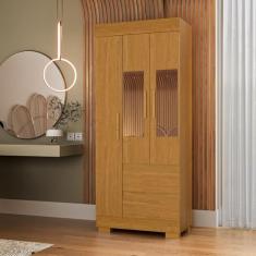 Guarda-roupa Solteiro 75,30cm 3 Ptas com Esp e 2 Gavetas Chantrieri Espresso Móveis Cinamomo