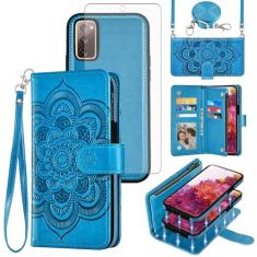 Asuwish Capa de celular para Samsung Galaxy S20 FE 5G 6,5 polegadas carteira com zíper capa celular com alça protetora de tela porta-cartão flor S 20 EF UW 2022 S20FE5G S20FE 20S S2O Fan Edition 4G G5