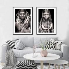 Kit Quadros Decorativos Tribo Africana - Arte quadro, 120x60 cm, Quadr
