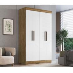 Guarda Roupa Solteiro 4 Portas MDF New Recife Doripel, Off White/Nogue