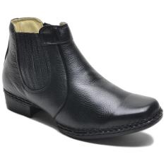 Bota Botina Costurada a Mão De Couro Com Sola De Borracha Costurada - 