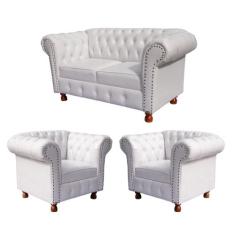 Uma Namoradeira + Duas Poltronas Chesterfield Capitonê Luis XV Corano 