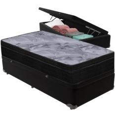 Cama Box Baú e Colchão Airtech Pampa Molas ensacadas Solteiro Ortobom,