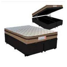 Cama Box Baú Queen Colchão Mola Ensacada Belos Sonhos + Box Suede 71x1