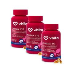 Ômega 3 1000mg Rico em EPA DHA com Selo IFOS e Vitamina E - 120 cápsulas Vhita (3 unidades)