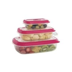 Conjunto 3 Potes Sanremo Retangular Plástico 722/57C