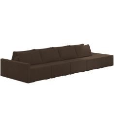 Sofá Ilha Modular Para Sala 432cm com Puff Dublin K01 Veludo Marrom - Lyam Decor