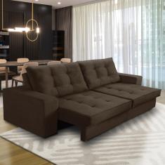 Sofá Retrátil e Reclinável 2 lugares 1,90m com Molas Marcela Suede Marrom Adonai Estofados