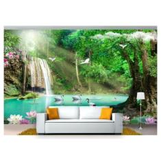 Papel De Parede Cachoeiras Animais Pássaros 3D Xch13 3M² - Você Decpra