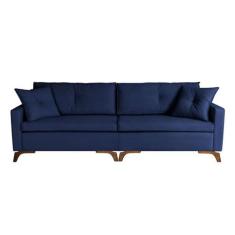 Sofá 4 Lugares Viena Veludo Azul - Sofani