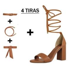 Sandália Troca Tira Salto Alto Grosso Luiza Sobreira Caramelo-Feminino