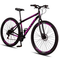 Bicicleta Aro 29 Aço Carbono Highlevel Freios a Disco 21 marchas, Pret