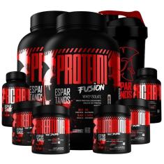 Kit 2x Whey Protein Fusion + 2x Bcaa + 2x Creatina + 2x Glutamina + Copo - Baunilha + Baunilha-Unissex