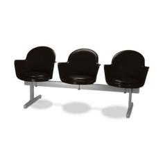 Cadeira Em Longarina 3 Lugares Polipropileno Moon Preto