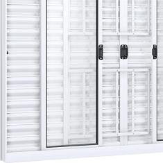 Janela Veneziana de Correr Central 4 Folhas Móveis e 2 Fixas com Grade Lucasa Ideale 120cmx150cm Branco