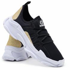 Tênis Feminino Caminhada Glitter Macio Confortável Academia