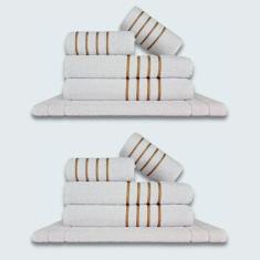 Jogo De Toalhas 10Pçs Coleção Dubai100%Algodão Branco+Branco