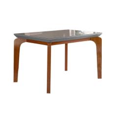Mesa para Cozinha Londrina + Tampo Madeirado Vidro Reto 120x80cm Grafite/Imbuia - Rufato