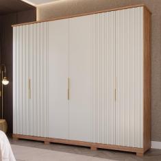 Guarda Roupa Casal 6 Portas 6 Gavetas La Belle Panan Móveis - Cinamomo/Off White