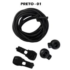 Kit 5 Cadarços Elásticos Stretch Para Tênis Triathlon Preto