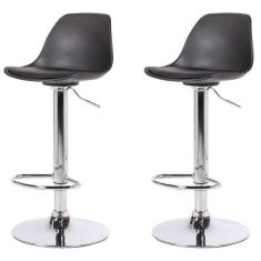 Kit 2 Banquetas Altas Luisa Rivatti Polipropileno Almofada PU Preta Ba