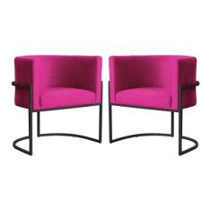 Kit 02 Cadeiras Luna para Escritório Base de Metal Preto Veludo Escolh