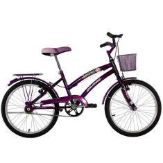 Bicicleta Infantil Aro 20 Feminina Susi Roxa Com Para-lama e Cesta - D