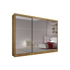Guarda Roupas 3 Portas de Correr    e 6 Gavetas c/ Espelho Sollo Plus Cumaru - Novo Horizonte