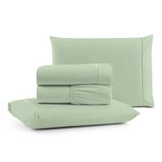 Jogo De Lençol Casal Mirante 100% Algodão 4 Peças - Verde - Casa Show 