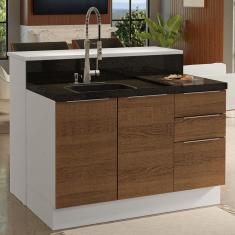 Ilha de Cozinha com Bancada e Balcão 120 cm Stella Madesa