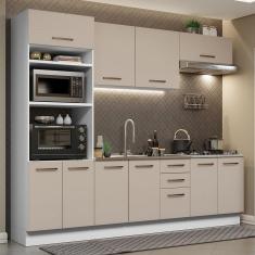 Armário de Cozinha Completa 270cm Branco/Crema Agata Madesa 01
