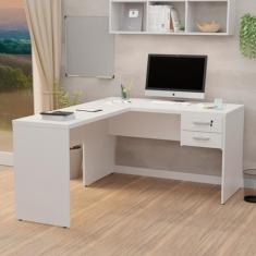 Mesa De Escritório Em L 1.20x1.50 Com Gaveteiro Tampo 30mm (Branco)
