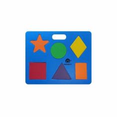 Maleta Quebra Cabeça Figuras Colorido Eva Azul Royal Pronado