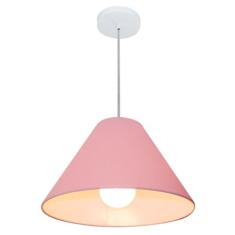 Lustre Pendente Cone Md-4078 Cúpula Em Tecido 25/40x15cm Rosa