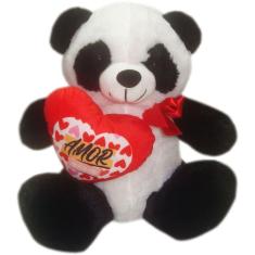 Urso Panda De Pelúcia Com Coração Amor Apaixonado - 27Cm - Dia Dos Namorados