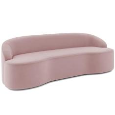 Sofá 4 Lugares Curvo Sala de Estar Living Lótus D02 Veludo Rosê 230 cm C-305 - Lyam