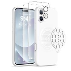 COFFKER Capa magnética para 16 Plus, compatível com Magsafe, suporte de telefone com ventosa, [2 protetores de tela] [protetor de lente da câmera] Capa protetora de silicone à prova de choque para